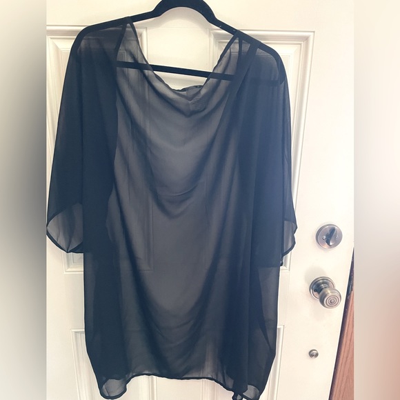 Black size Large sheer beach cover by SHEIN. Pit to hem 16” & Total length 35”. - Picture 5 of 8